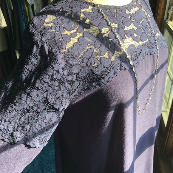 Indigo Lace Top L/S Blouse! - Picture 2 of 8